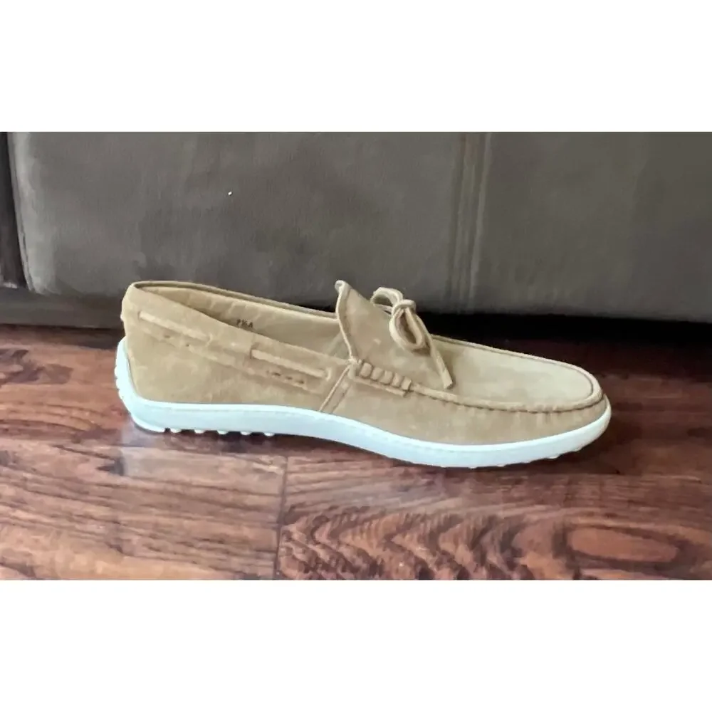 $895 NIB Authentic Tod's Gommino Beige Suede Driving Loafers Moccasins Men's 9